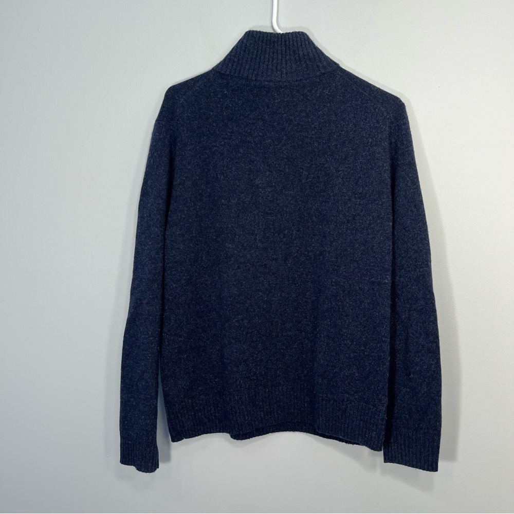J.Crew Sweater Mens M Blue Quarter Zip Merino Wool Blend Knit Casual Business - Picture 2 of 9